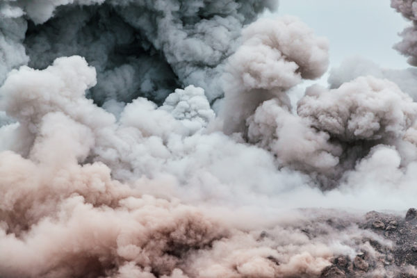 Hot ash cloud close-up